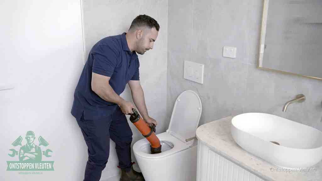 Een wc wordt met een handmatige ontstopper losgepompt, een verstopt toilet zelf ontstoppen met huismiddelen in Vleuten
